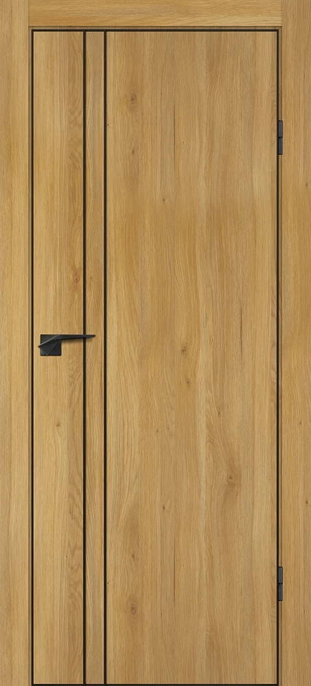 Фото Межкомнатная дверь P-20  черный молдинг PET,  кромка ABS черная c 4-х ст. Дуб золотистый