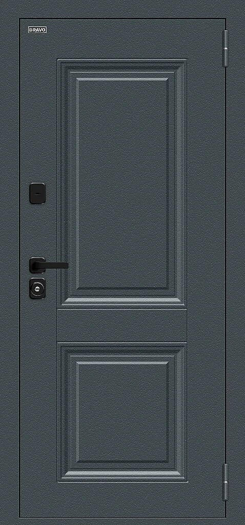 Входная дверь Thermo Некст МФ/SBlack Старк антрацит/White Silk BR6218 внешняя сторона