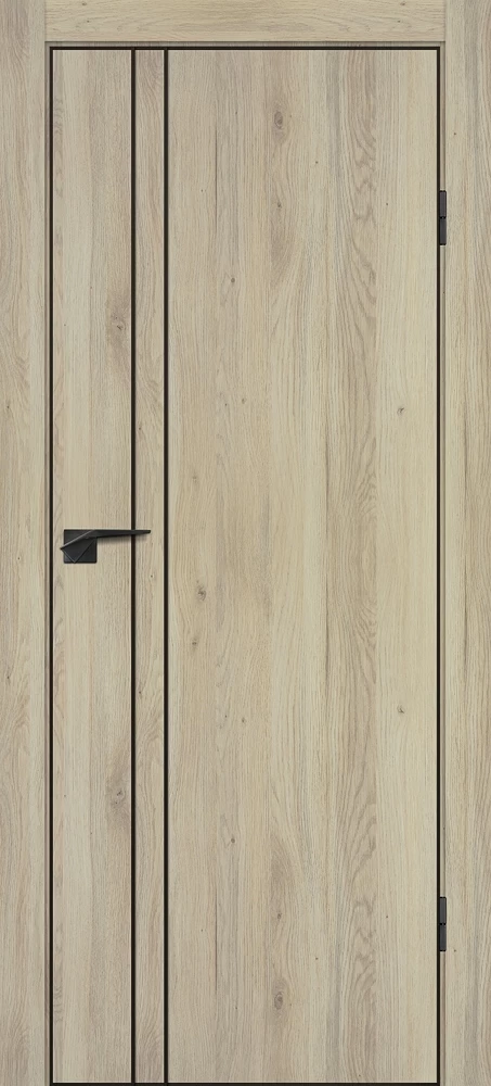 Фото Межкомнатная дверь P-20  черный молдинг PET,  кромка ABS черная c 4-х ст. Дуб молочный