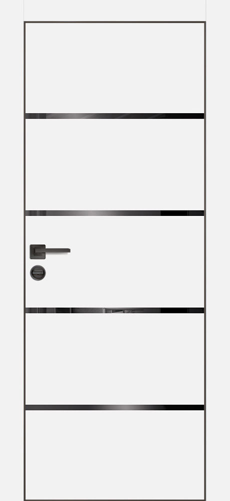 Фото Межкомнатная дверь PX-17 черная кромка с 4-х ст. Белый матовый